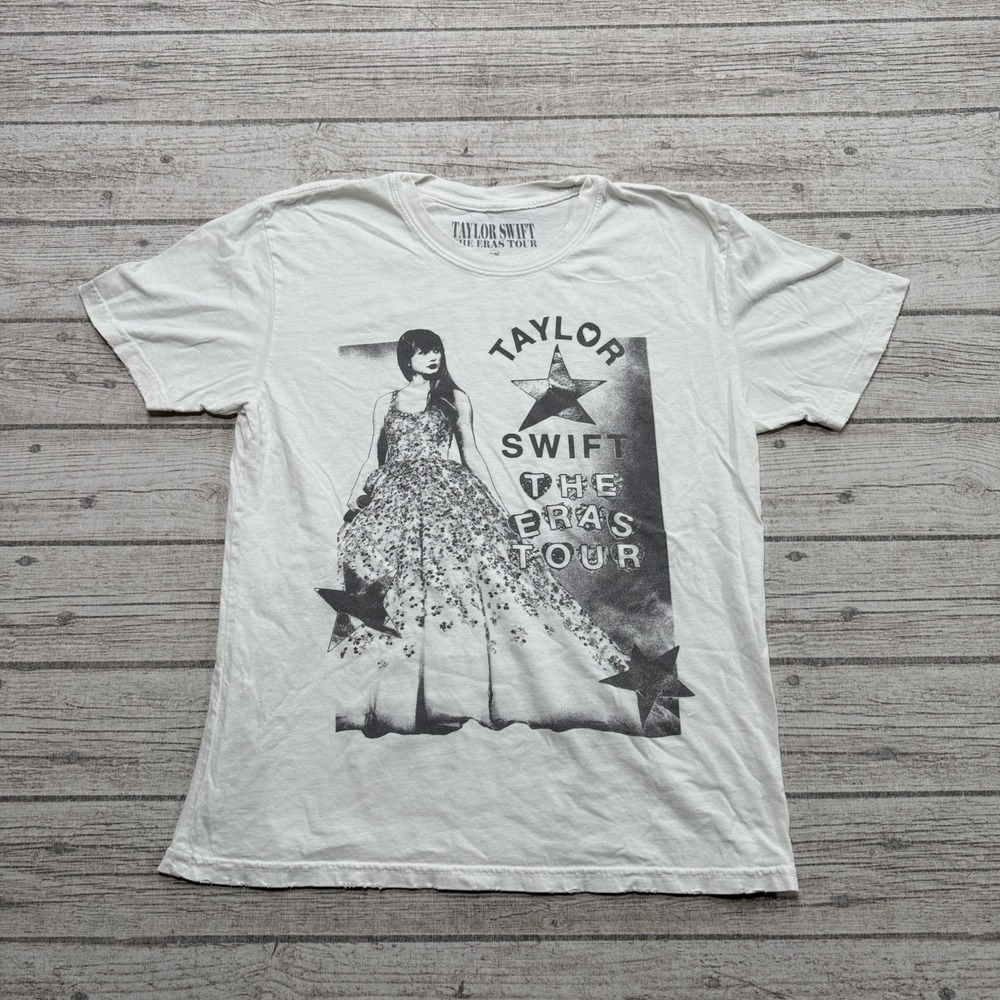Taylor Swift T-Shirt Youth Medium White Graphic The Eras Tour Pop Concert Merch